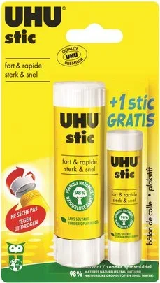 1 bâton de colle 40g + 1 bâton de 8g UHU