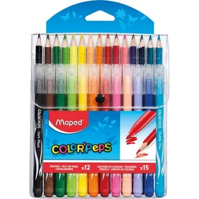 12 feutres et 15 crayons de couleur Color’peps Maped