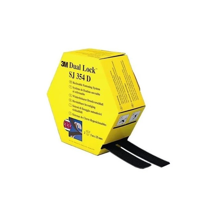 3M Ruban adhésif Dual Lock fermeture flexible à pression 25 mm x 5 m Noir