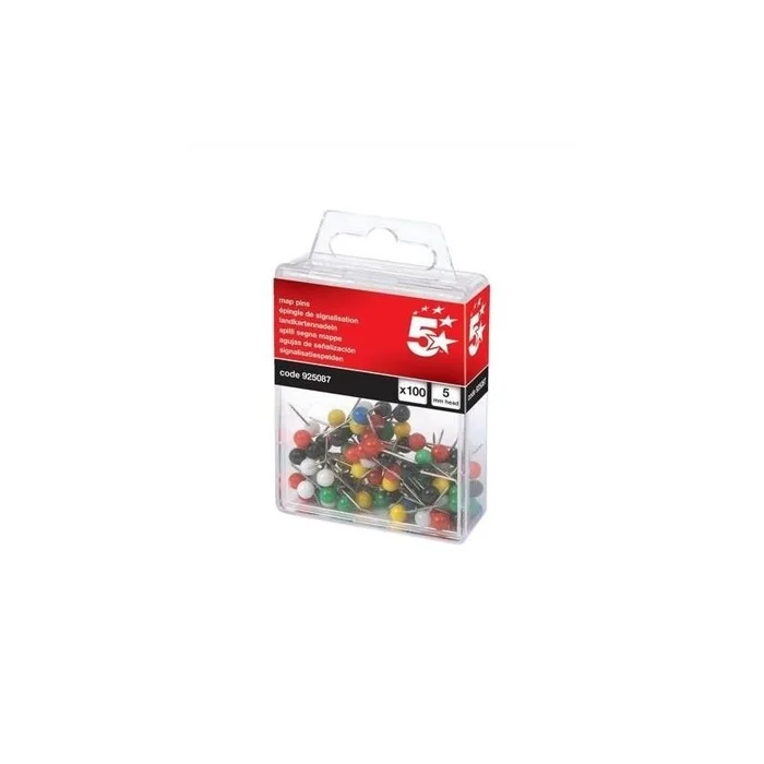 5 ETOILES Boite de 100 épingles de signalisation tete boule 5 mm Coloris assortis.