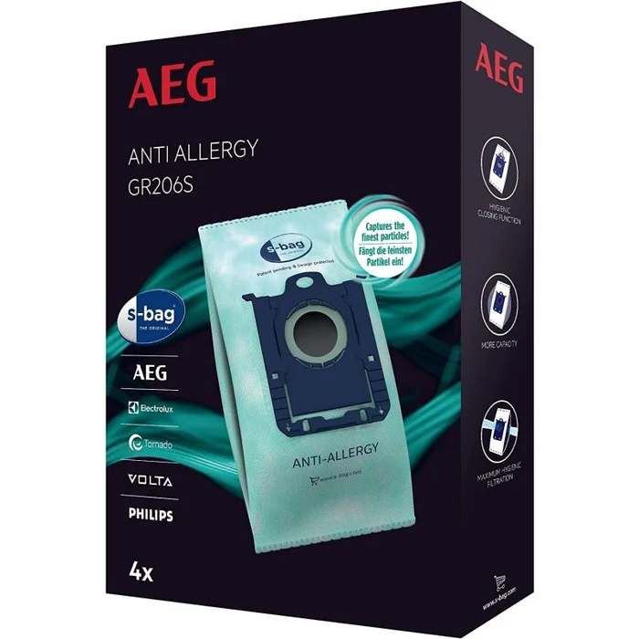 AEG Pack de 4 Sacs Aspirateur – GR206S – ANTI-ALLERGIE