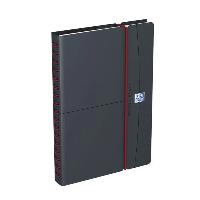 Agenda Semainier 2026 – 15 x 21 cm OXFORD Office Gris / élastique rouge
