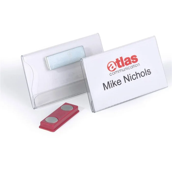 Badge simple à aimant – 75 x 40 mm – en plastique – 25 badges