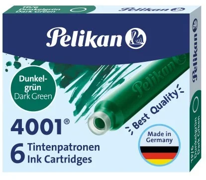 Boite de 6 Cartouches d’encre – Vert Foncé PELIKAN 4001 TP/6