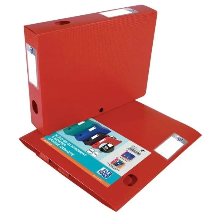 Boite de classement Memphis avec bouton – Rouge – 40 mm OXFORD