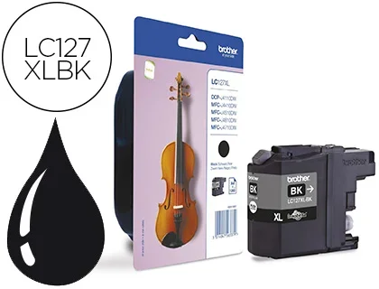 Cartouche brother jet d’encre lc127xlbk couleur noir haute capacité 1200p