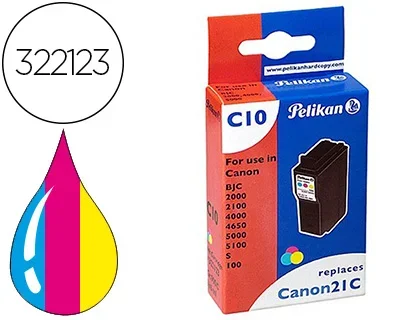 Cartouche pelikan jet d’encre compatible imprimantes canon bci21c encre 3 couleurs cyan magenta jaune