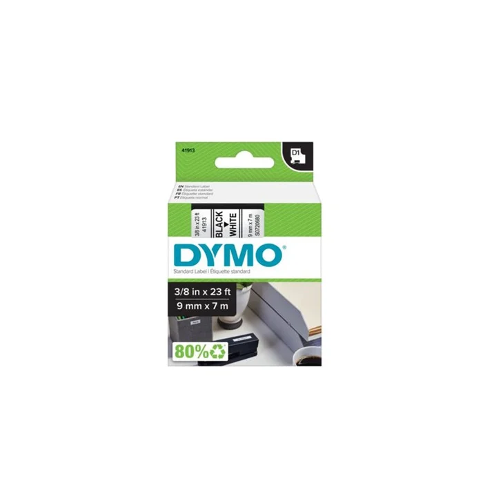Cassette ruban D1 titreuse Dymo – 9 mm – 7 m – noir / blanc