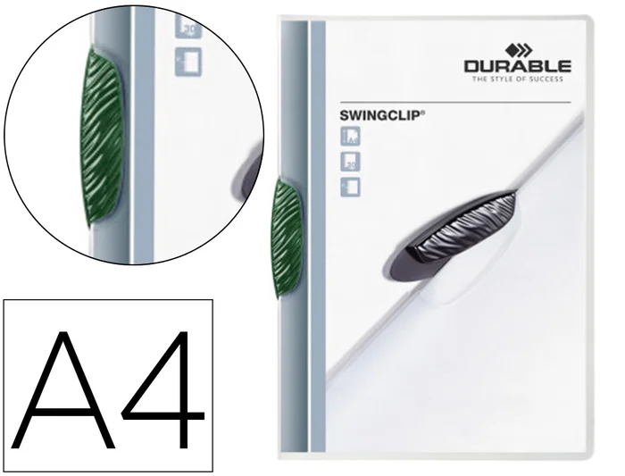 Chemise à clip Durable swingclip polypropylène translucide A4 210x297mm coloris vert