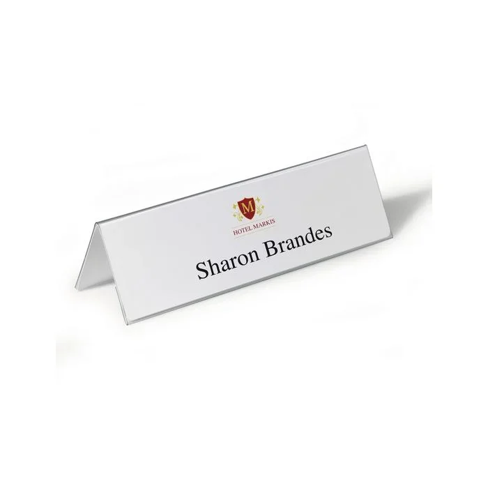 Chevalets porte-nom – 297 x 105 mm – PVC Transparent DURABLE Lot de 25