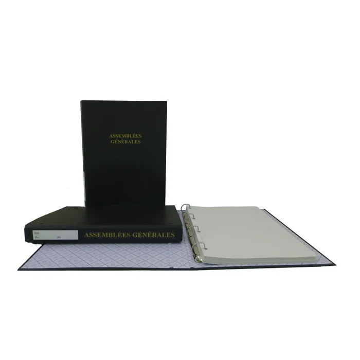 Classeur Assemblée générale – 4 anneaux – en PVC – noir