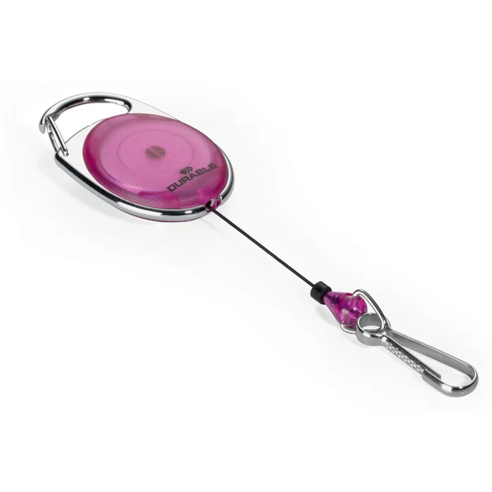 DURABLE Porte-badge avec enrouleur, oval, violet/transparent