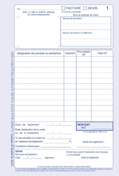 ELVE Manifold Factures / Devis, 50 feuillets, A5, dupli