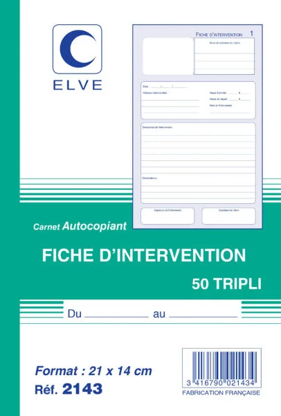 ELVE Manifold ‘Fiche d’intervention’, original + 2 duplicata