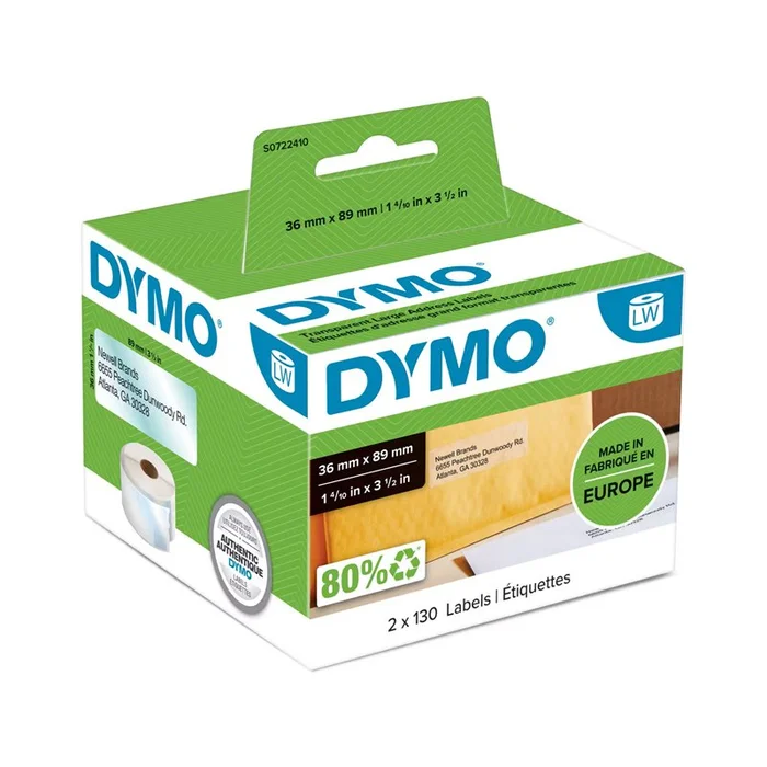Étiquettes Adresses Dymo 86x36mm Transparentes – Haute Qualité