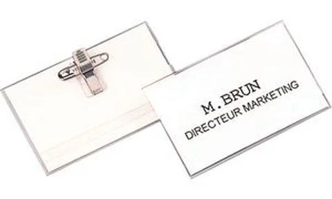 Fellowes badge avec clip et épingle, transparent, en PVC,