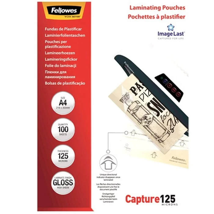 Fellowes pochettes a plastifier – A4 -CAPTURE – 2 X 125 MICRONS
