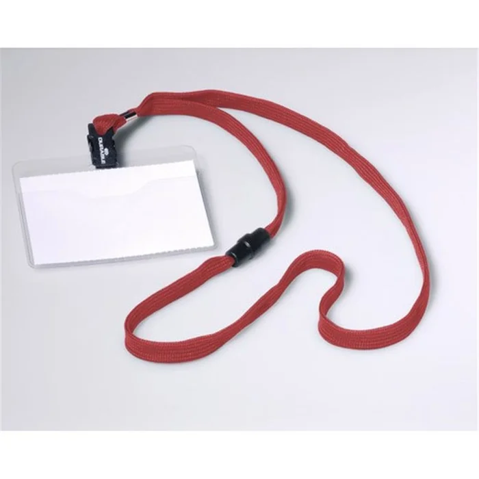 Kit badge et lacet textile rouge – 90 x 60 mm – 10 badges