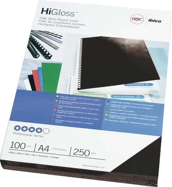 Lot de 100 couvertures pour Reliure HiGloss – Carton – Noir GBC