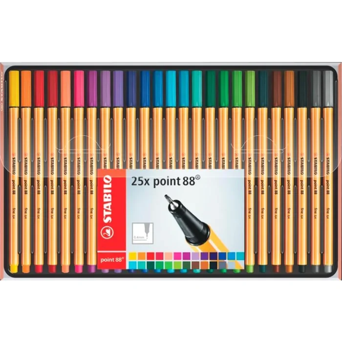 Lot de 25 stylos-feutres Fineliner point 88 STABILO