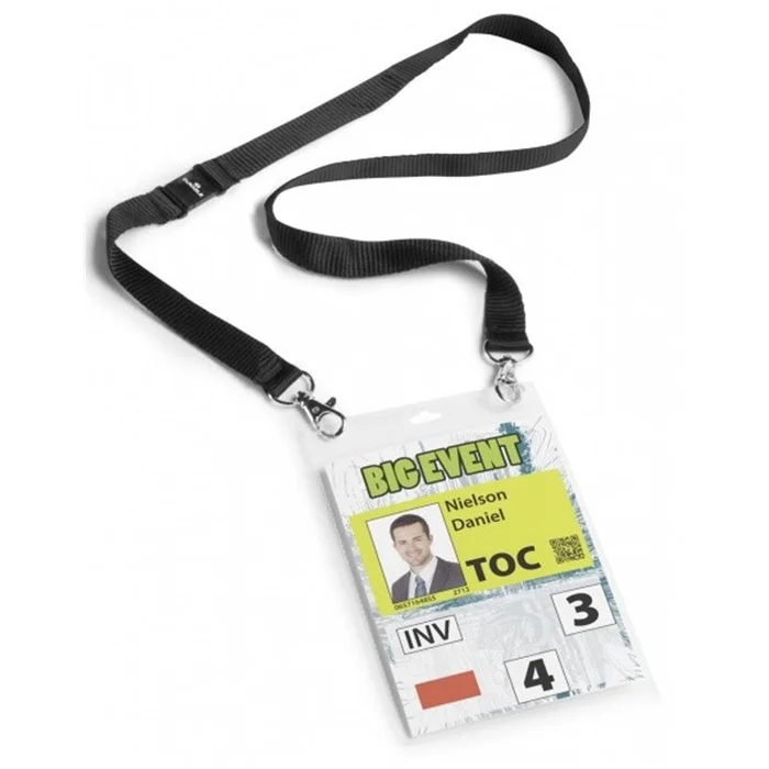 Porte-badge pour événementiel A6 vertical – avec lacet textile noir