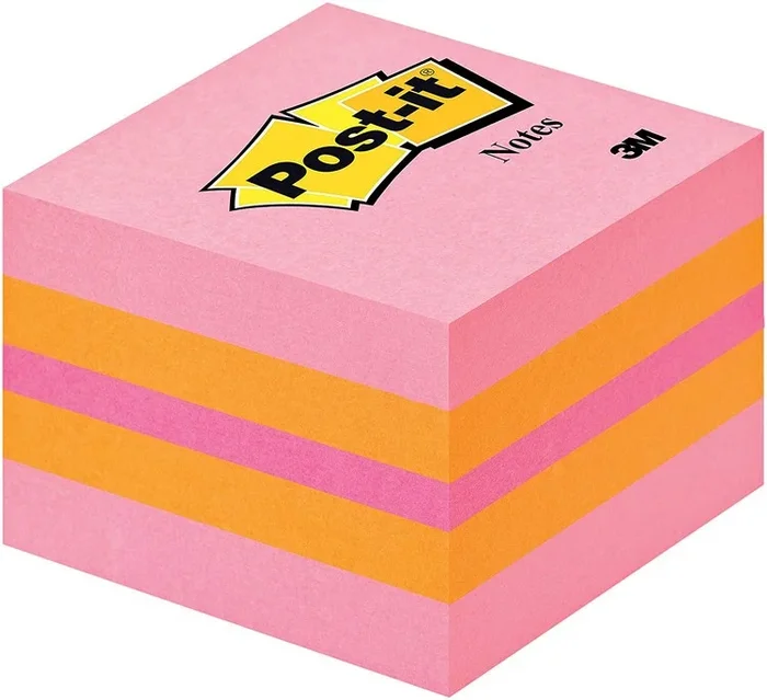 POST-IT Notes adhésives Mini Cube – Rose/Orange – 51 x 51 mm