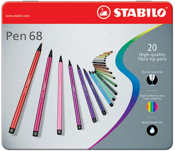 STABILO Feutre Pen 68, étui métallique de 50