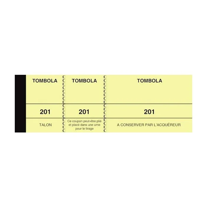 TOMBOLA Carnet de 100 de tickets – Jaune Elve Coupons détachables