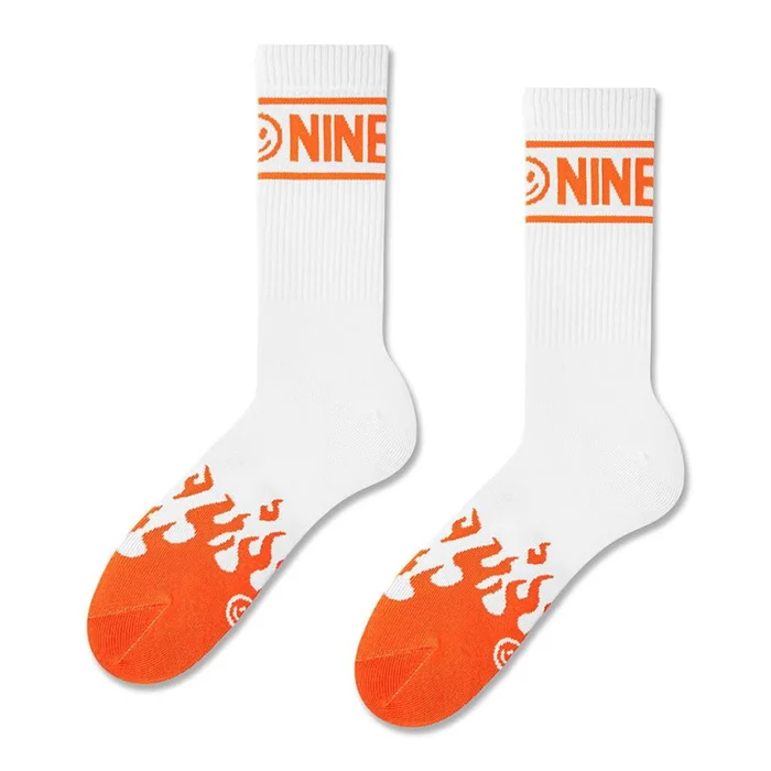 ZOOKSY Chaussettes Sportives NINETIES Antidérapantes 41-46 Flamme BLANC