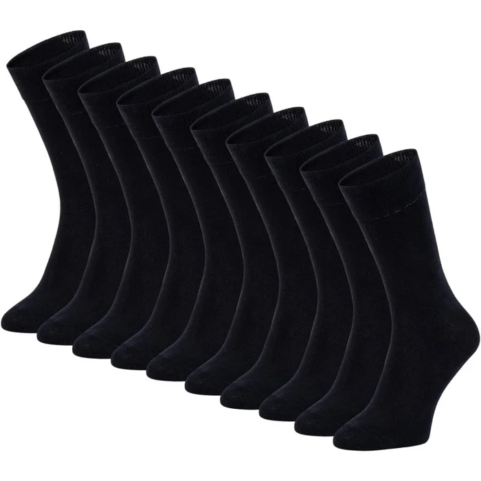 ZOOKSY Pack 10 Paires Chaussettes Longues Coton Unisexe 36-40 Noir