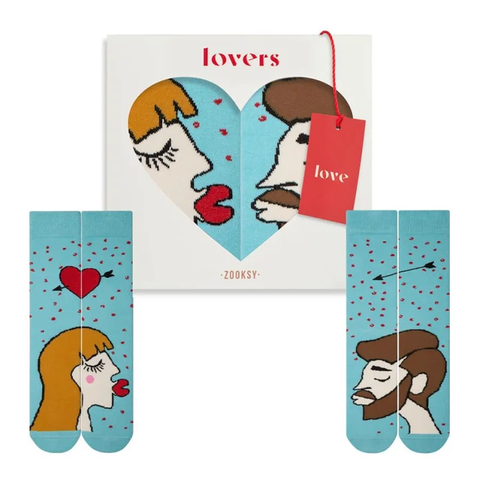 ZOOKSY Pack 2 Paires Chaussettes Amoureux Femme Chatain 41-46 Homme Brun 36-40