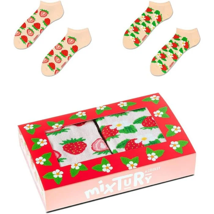 ZOOKSY Pack 2 Paires Chaussettes Colorées MixTury Courtes en Coton Fraise 41-46