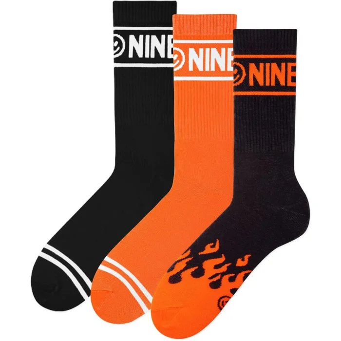ZOOKSY Pack 3 Paires Chaussettes Sportives NINETIES Antidérapantes 36-40 Flamme NOIR